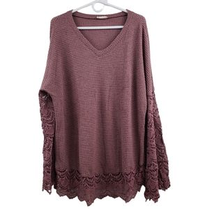 And The Why Waffle Knit Crochet Sweater Size Small